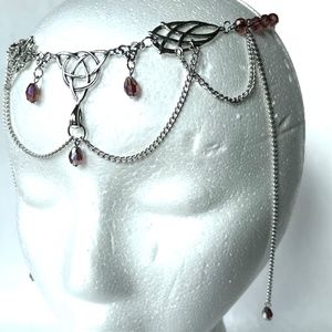 Celtic tiara with purple drop s in silver